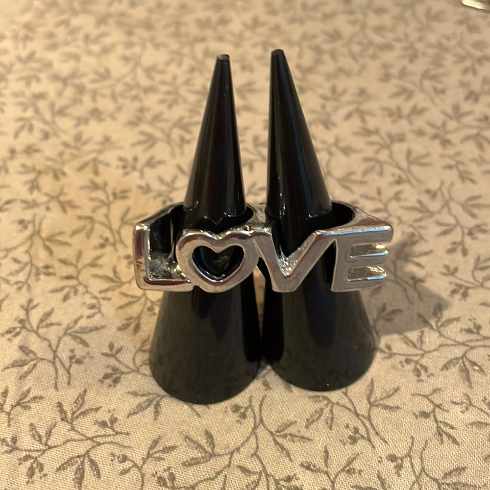Double Knuckle Love Ring Silver size 6&5